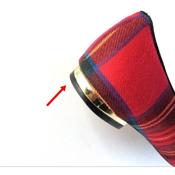 VC Signature Flats Red Tartan Plaid Sz 6 Embroidered Logo Square Toe - Picture 13 of 13